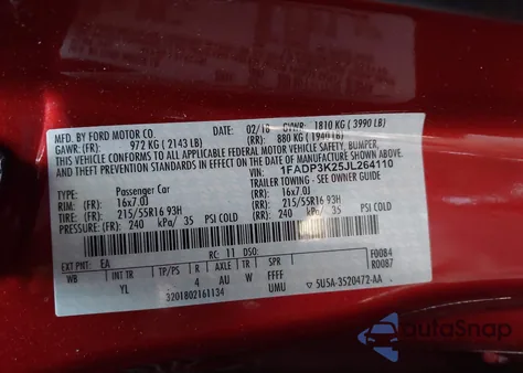 2018 Ford Focus Se from USA, damaged, VIN 1FADP3K25JL264110